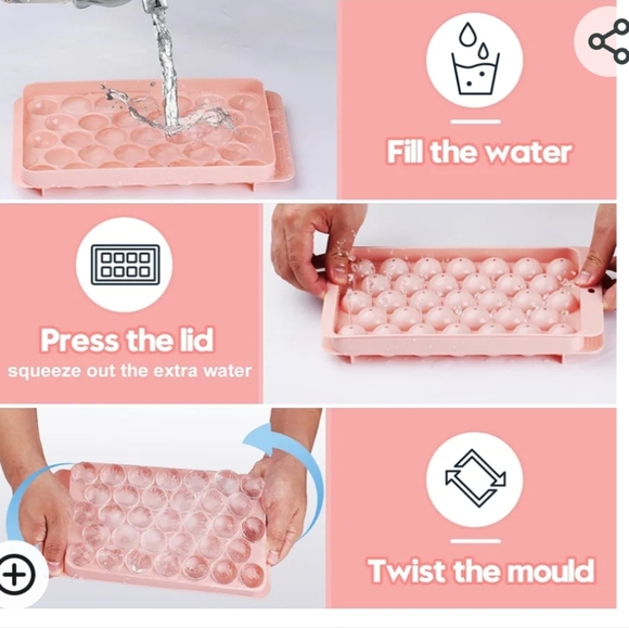 Round Ice Cube Tray w/Bin, 3 Tongs, 10 Straws, Scoop, Melon Baller, Straw Clean - Picture 2 of 4